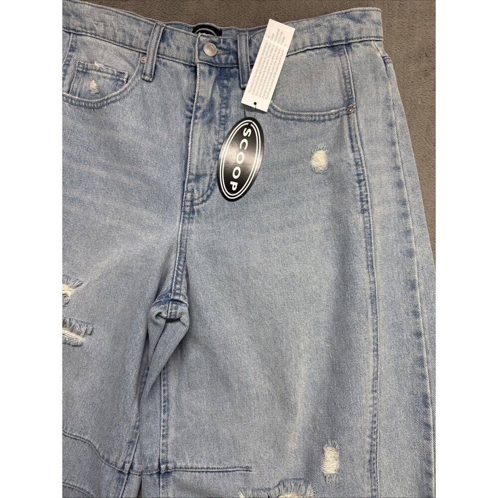 Scoop High Rise Barrel Ankle Jeans Womens Size 12 Distressed Light Wash NWT - Picture 2 of 9